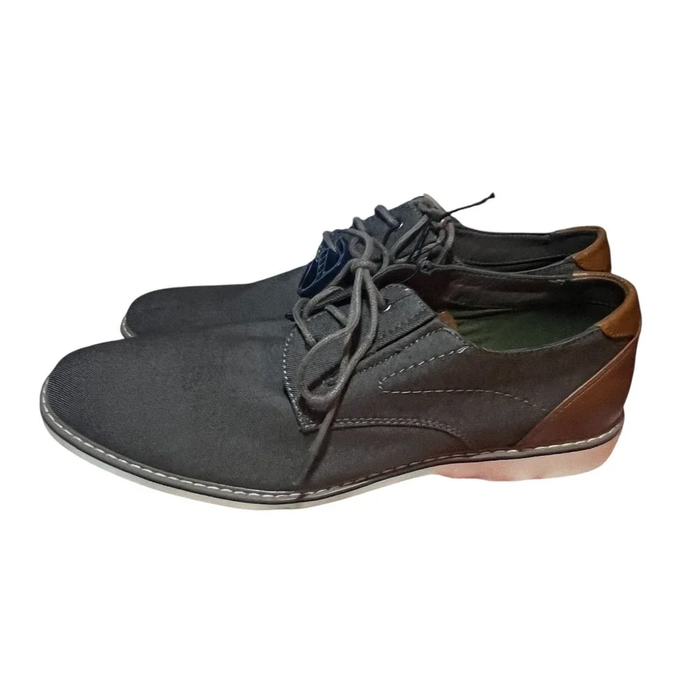 George Mens Dress‎ Shoes Size 12M Brown Fabric Upper Memory Foam Oxfords NEW